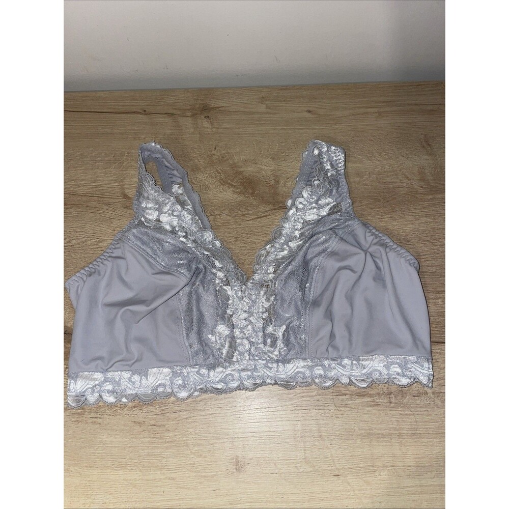Breezies Lace Bralette Bra 3X Grey Coquette Romantic Fairycore Soft Girl Lace
